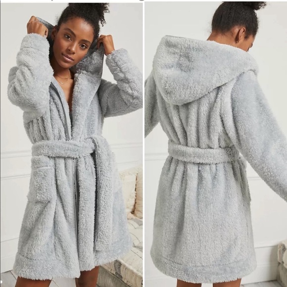 Lounge Wear Other - Extremely Soft & Cuddle Pretty Light_Grey Robe with Hoodie & Belt “Wake Up”